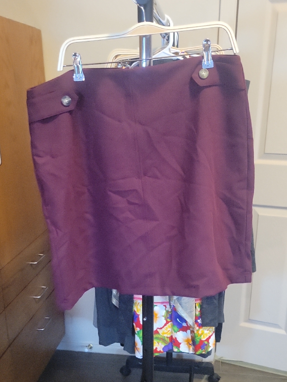 Ann Taylor Plum Mini Skirt with Button Tabs